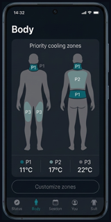 Mobile app, suit flow and temperature control