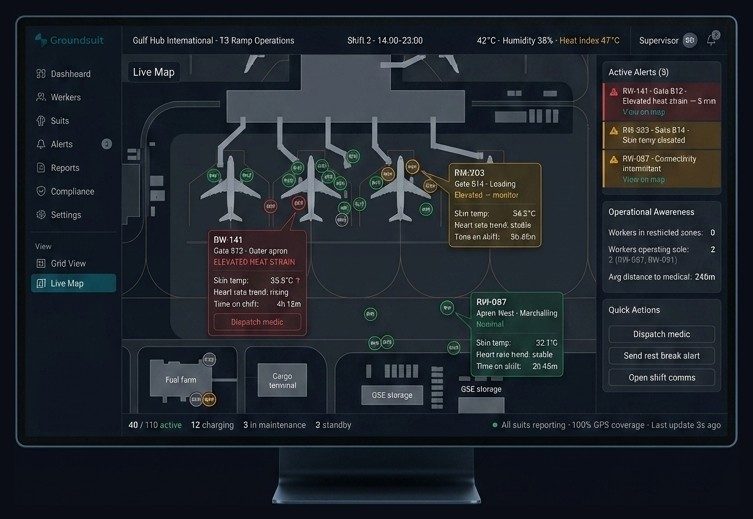 Fleet supervisor dashboard, airport example